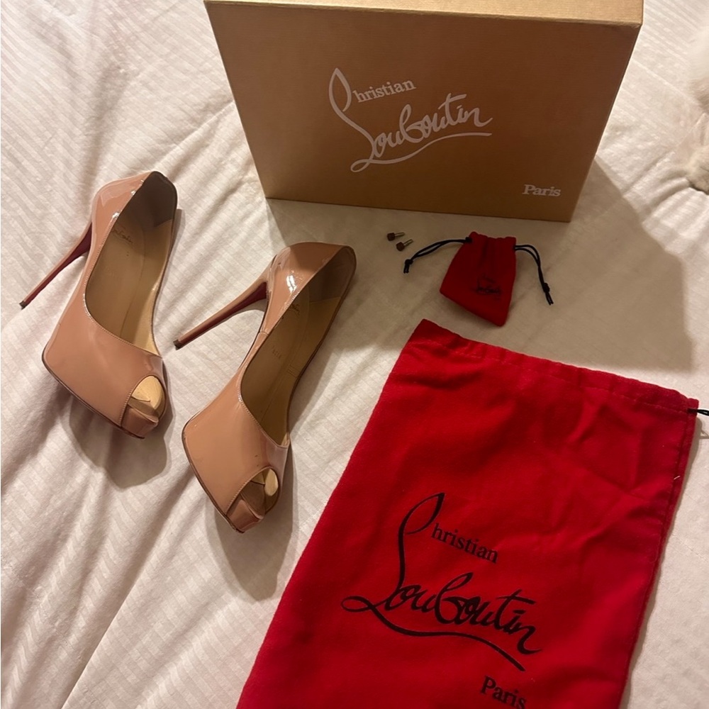 Christian Louboutin Beige Peep Toe Heels